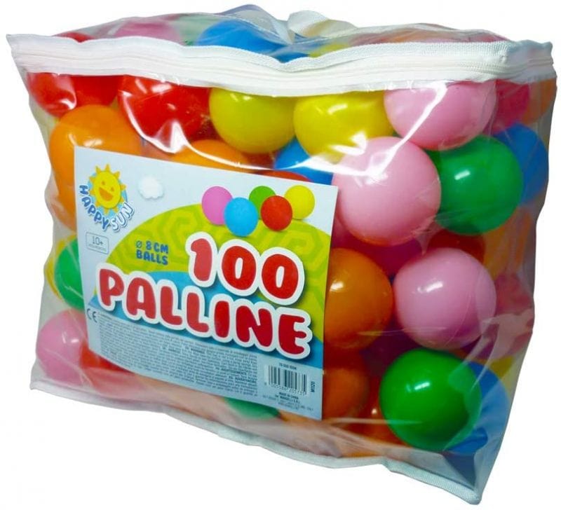 Palline colorate per Piscina Bambini, Sacca 100 pz diametro 8 cm