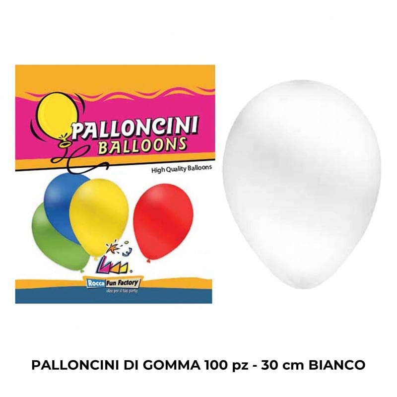 Party Palloncini di Gomma Bianco 100pz 30cm - Balloons Palloncini di Gomma Bianco 100pz 30cm - Balloons