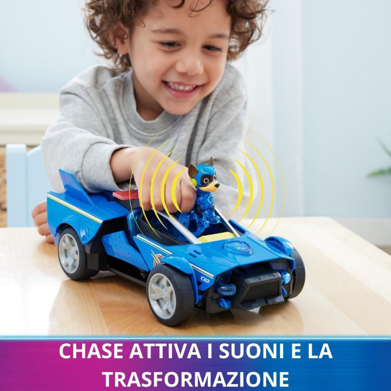 Paw Patrol Mighty Cruiser Deluxe di Chase, Veicolo con Luci e Suoni