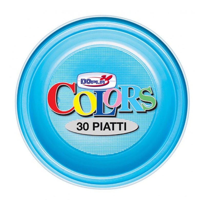 Party - Dolciumi Piatti Piani Azzurro 25pz - Dopla Colors Piatti Piani Azzurro 25pz - Dopla Colors