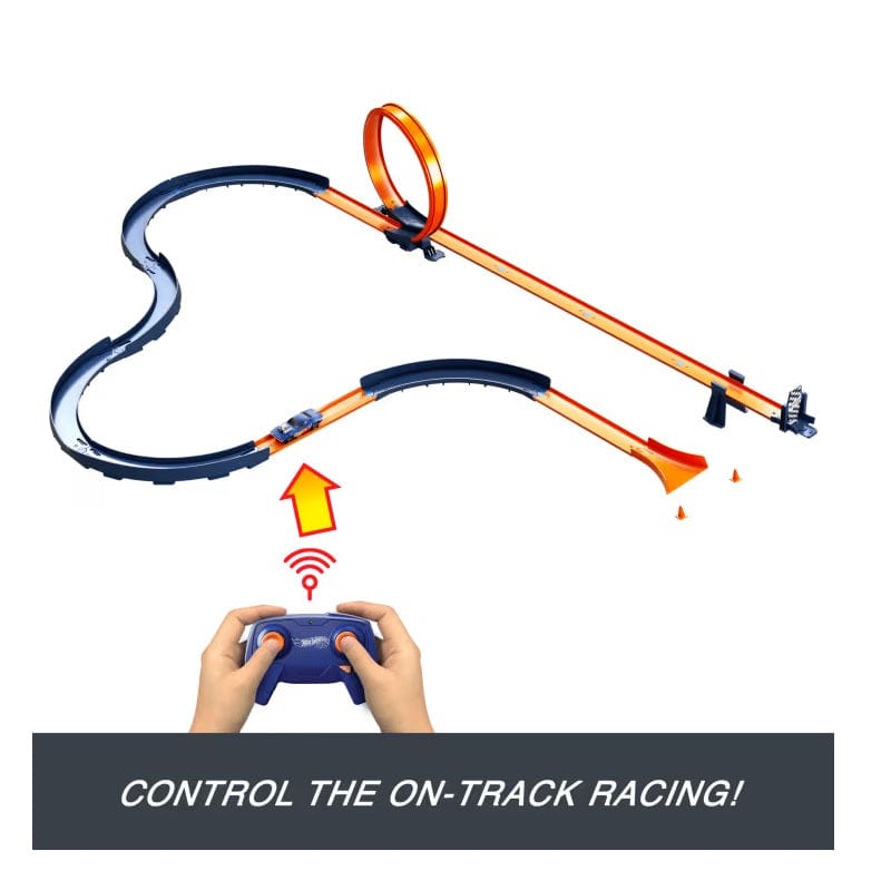 Pista Elettrica Hot Wheels Pista da Corsa Radiocomandata con 30 pezzi di pista per configurazioni multiple Hot Wheels Pista da Corsa Radiocomandata con 30 pezzi di pista per configurazioni multiple