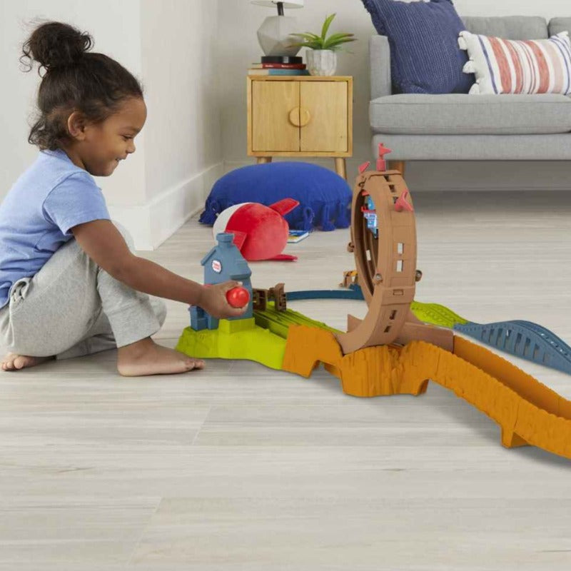 Pista Trenino Thomas pista Trackmaster Motorizzata Super Loop, Playset Lancia e Sfreccia