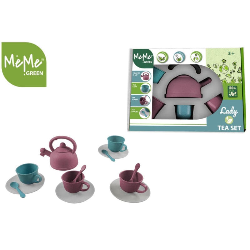 Cucine e cibi giocattolo Playset Servizio da Te con Teiera Tazzine e Cucchiaini in Bioplastica - Meme Green Playset Servizio da Te con Teiera Tazzine e Cucchiaini in Bioplastica - Meme Green