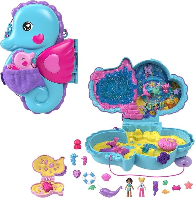 Bambole, playset e giocattoli Polly Pocket- Borsetta Cavallucci Marini Playset 2 in 1 Polly Pocket- Borsetta Cavallucci Marini Playset 2 in 1