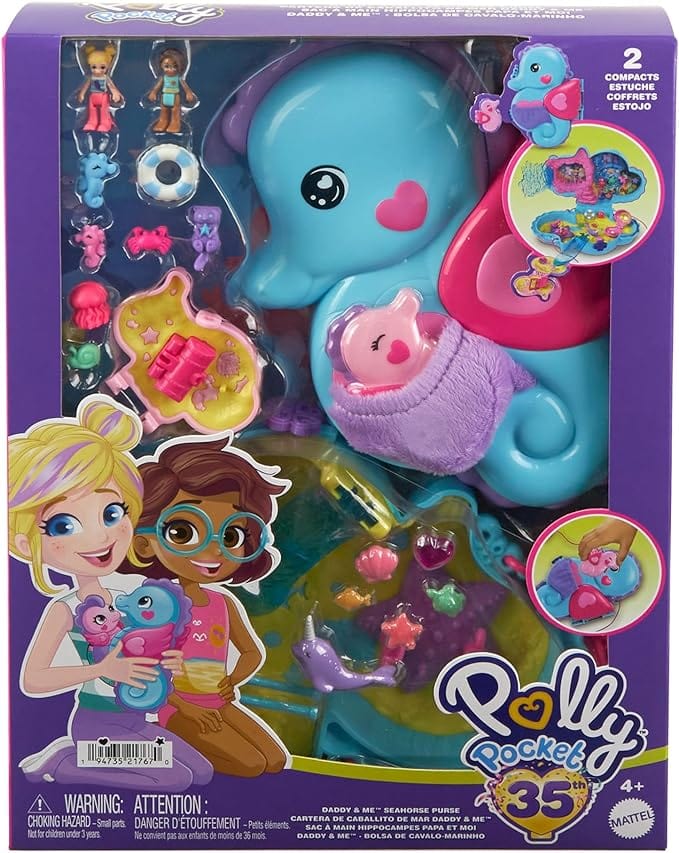 Bambole, playset e giocattoli Polly Pocket- Borsetta Cavallucci Marini Playset 2 in 1 Polly Pocket- Borsetta Cavallucci Marini Playset 2 in 1