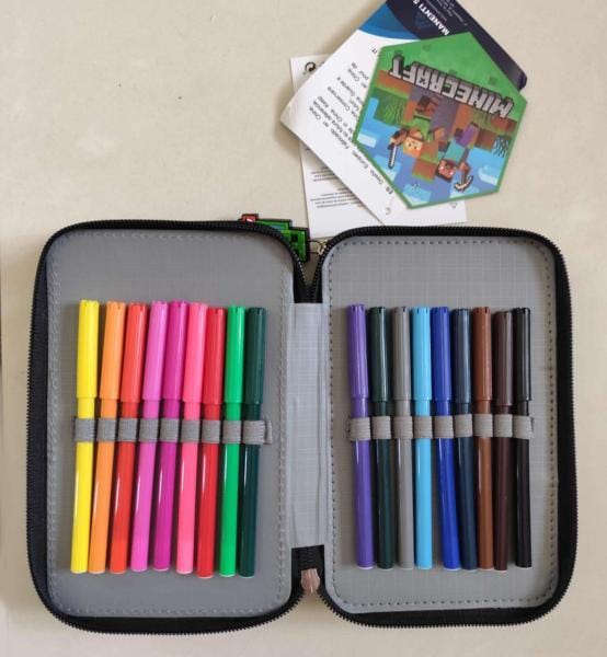 Zaini Astuccio Minecraft 3 Zip, Portacolori che Include 39 Accessori Astuccio Minecraft 3 Zip, Portacolori che Include 39 Accessori