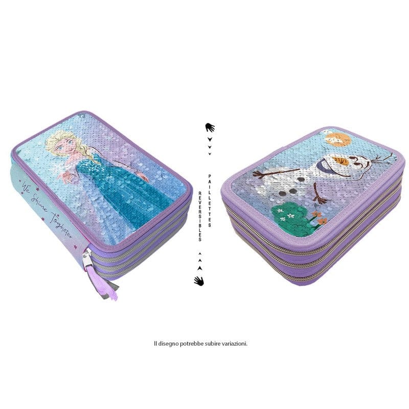 Astuccio Astuccio Triplo Disney Frozen con paillettes reversibili  43pz Giotto Astuccio Triplo Disney Frozen con paillettes reversibili  43pz Giotto