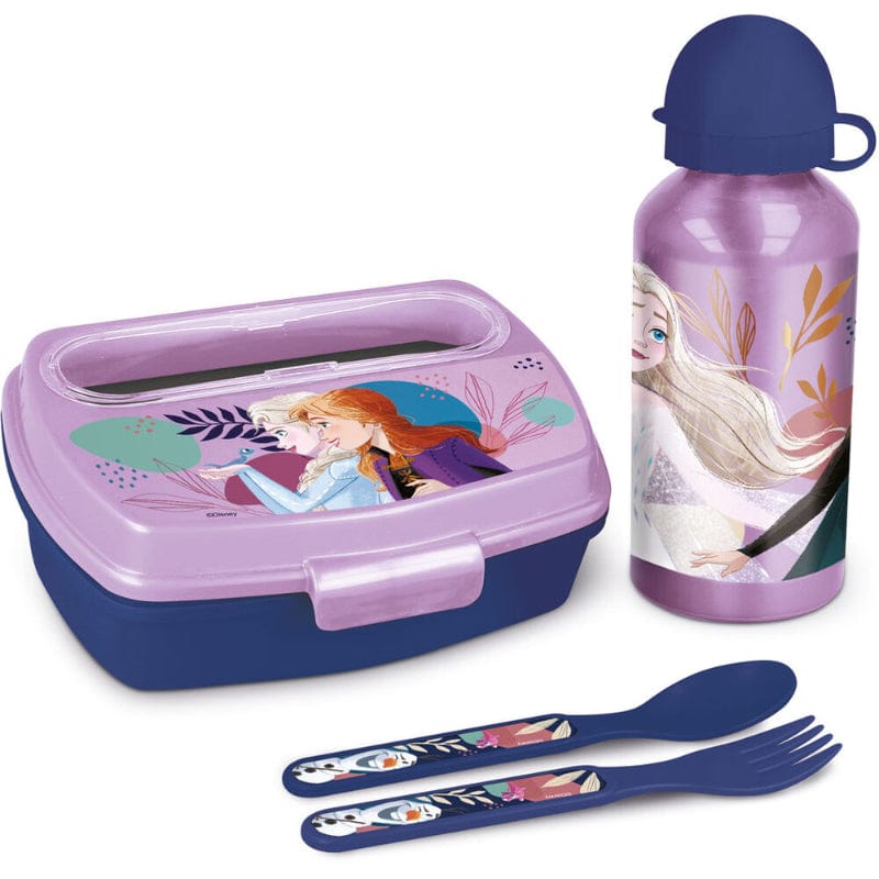 Borse e contenitori porta pranzo Set Portamerenda e Borraccia Frozen in Alluminio, include Posate Set Portamerenda e Borraccia Frozen in Alluminio, include Posate