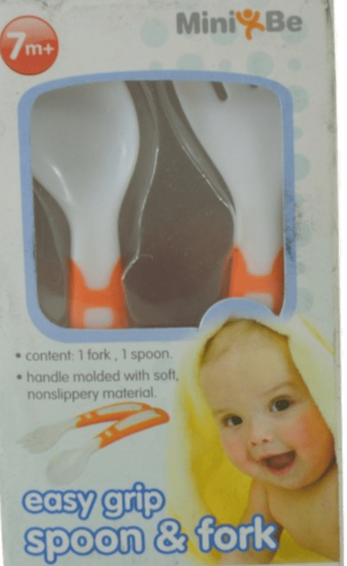 Accessori per la mobilità del bebè Set cucchiaio e forchetta Mini Be Blue Easy Grip antiscivolo 7+ mesi Set cucchiaio e forchetta Mini Be Blue Easy Grip antiscivolo 7+ mesi