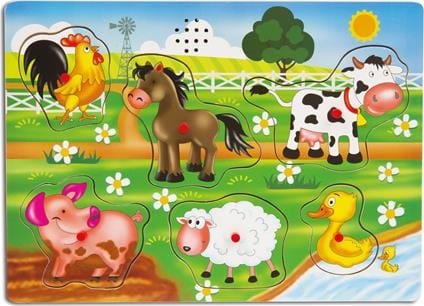 Puzzle in legno Trudi Puzzle Sonoro in Legno Animali Fattoria +12Mesi Trudi Puzzle Sonoro in Legno Animali Fattoria +12Mesi