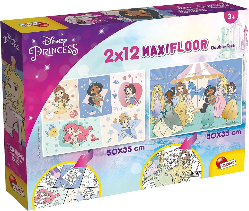 Puzzle Puzzle Disney Princess 2 x 12 Tessere Grandi con lato Colorabile