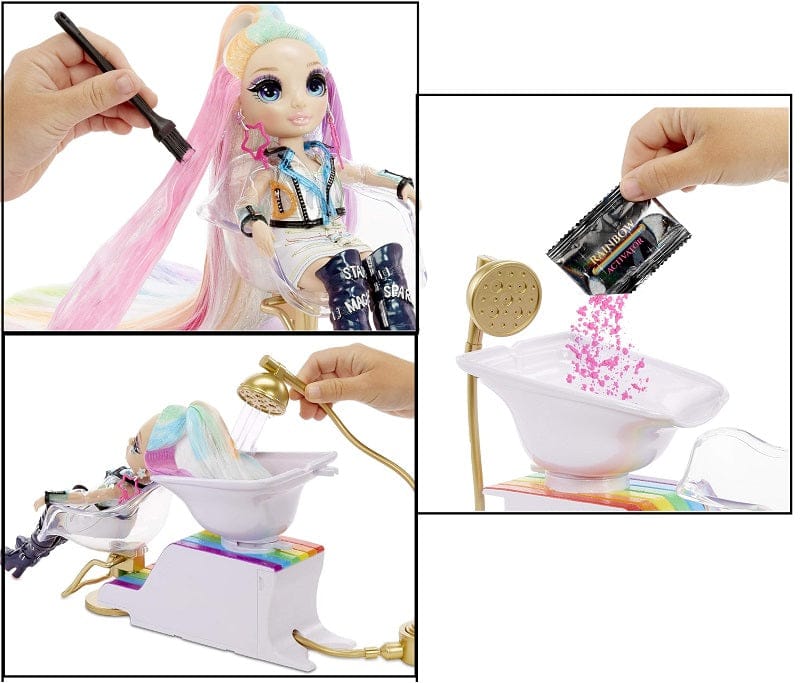Bambole, playset e giocattoli Rainbow High Rainbow Surprise, Playset Salone Parrucchiere Capelli Arcobaleno Rainbow High Rainbow Surprise, Playset Salone Parrucchiere Capelli Arcobaleno