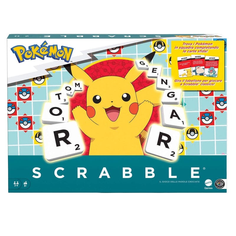 Giochi di società Scarabeo Pokémon, il gioco da tavolo delle parole crociate con 50 sfide dei personaggi Pokémon, versione italiana Scarabeo Pokémon, il gioco da tavolo delle parole crociate con 50 sfide dei personaggi Pokémon, versione italiana