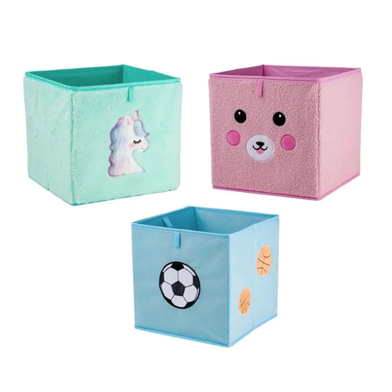 Scatole portagiochi Scatola Porta Giochi in Tessuto a Tema Animali e Sport Scatola Porta Giochi in Tessuto a Tema Animali e Sport