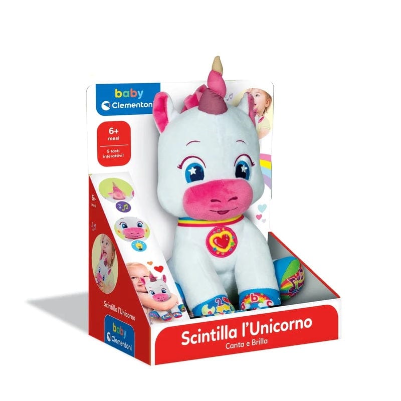 Scintilla Unicorno Canta e Brilla, Peluche interattivo Baby Clementoni