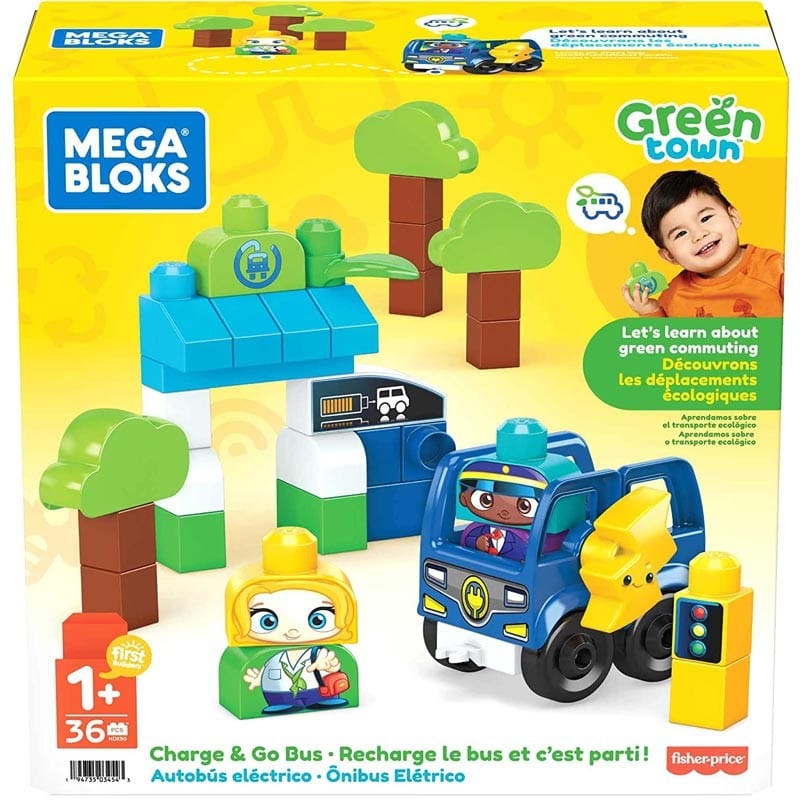 Mega Bloks - Set Costruzioni Bus Elettrico per Bambini da 1 Anno in sù Mega Bloks - Set Costruzioni Raccolta Differenziata per Bambini 1 Anno