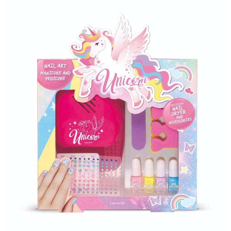 Trousse Set Manicure con tanti Accessori e Asciugatore Unicorno