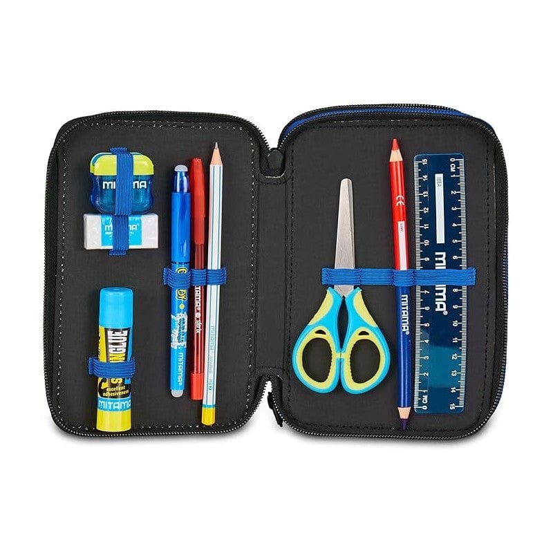 ASTUCCIO Scuola 3 ZIP Seven HALF STREET Tre Piani TRIPLO SCOMPARTO Pencil Case Nero Completo ASTUCCIO Scuola 3 ZIP Seven HALF STREET Tre Piani TRIPLO SCOMPARTO Pencil Case Nero Completo