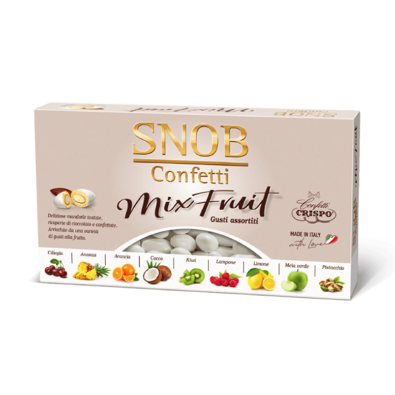 Party - Dolciumi Confetti Snob Mix Fruit Gusti Assortiti Bianco 1 Kg - Crispo Confetti Snob Mix Fruit Gusti Assortiti Bianco 1 Kg - Crispo