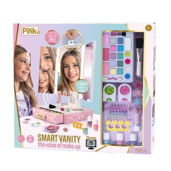 Trousse Pink It Specchiera Interattiva Smart Vanity, Interattiva con Voce Guida e schede Make up Pink It Specchiera Interattiva Smart Vanity, Voce Guida e schede Make up