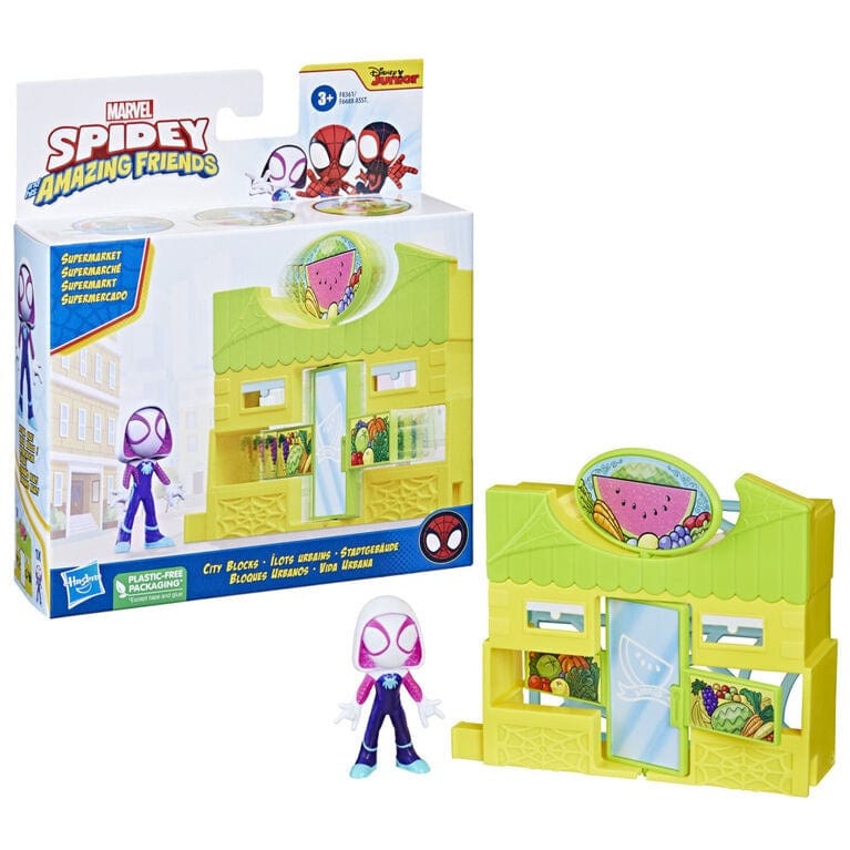 Giocattoli Spiderman Amazing Friends, playset con personaggi Spidey, Miles, Ghost Spiderman Amazing Friends  | Macchina Spidey - The Toys Store