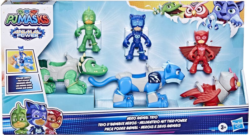 Pj Masks Super Pigiamini Animal Power, Set di tre Personaggi con Animali Super Pigiamini Animal Power, Set di tre Personaggi