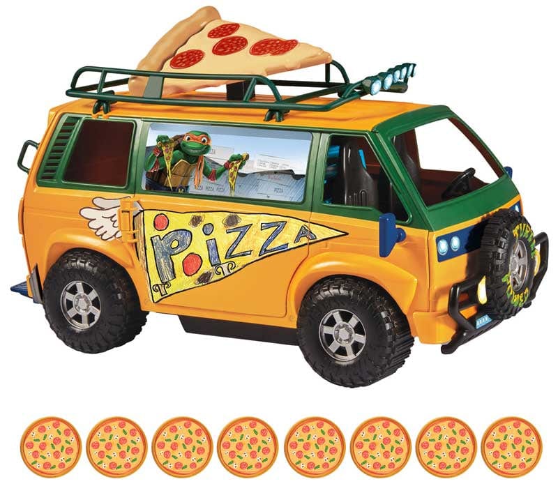 Action Figures Tartarughe Pizza Fire Van, Veicolo Spara Pizze Motorizzato Tartarughe Ninja Pizza Fire Van, Veicolo Spara Pizze Motorizzato