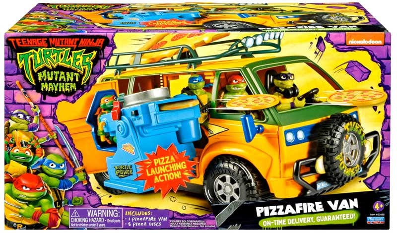 Action Figures Tartarughe Pizza Fire Van, Veicolo Spara Pizze Motorizzato Tartarughe Ninja Pizza Fire Van, Veicolo Spara Pizze Motorizzato