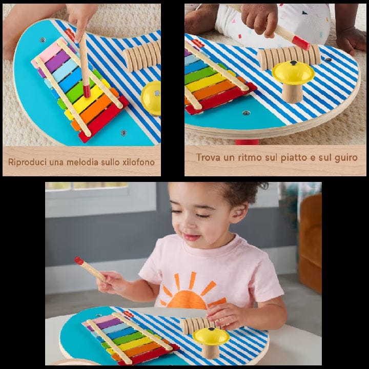 Giocattoli Infanzia Tavolino Musicale In Legno con Strumenti a Percussione - Fisher Price Tavolino Musicale In Legno con Strumenti a Percussione - Fisher Price