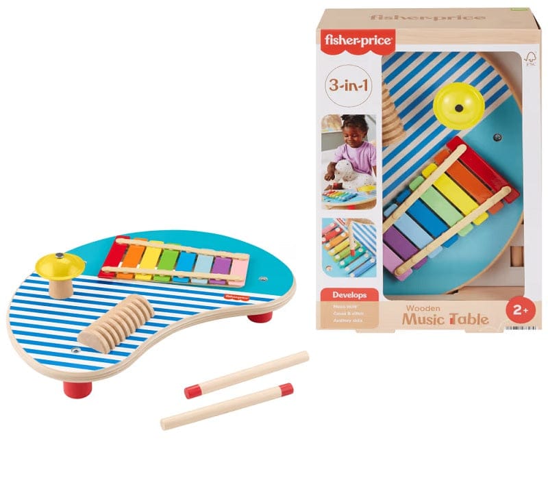 Giocattoli Infanzia Tavolino Musicale In Legno con Strumenti a Percussione - Fisher Price Tavolino Musicale In Legno con Strumenti a Percussione - Fisher Price