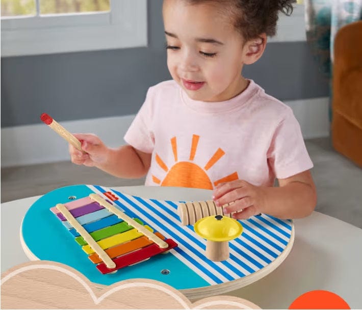 Giocattoli Infanzia Tavolino Musicale In Legno con Strumenti a Percussione - Fisher Price Tavolino Musicale In Legno con Strumenti a Percussione - Fisher Price