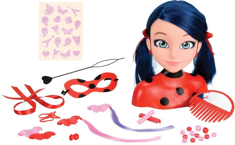 Bambole Testa da pettinare Miraculous Ladybug con 30 Accessori