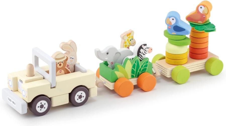 Costruzioni giocattolo Trudi Safari Trenino in Legno per Bambini con Animali della Giungla - Sevi Trudi Safari Trenino in Legno per Bambini con Animali della Giungla 