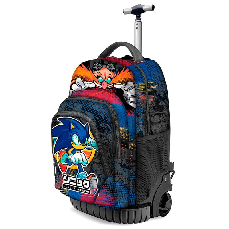 Zaino Trolley Sonic Scuola Elementare e Media 47cm con 3 scomparti