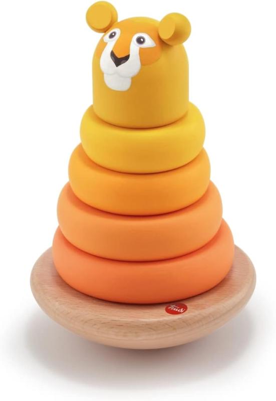 Giochi da ordinare e impilare Trudi Piramide ad Anelli in Legno, Gioco Impilabile Magnetico +12 Mesi