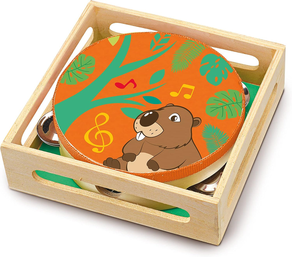 strumenti musicali Trudi Tamburo in legno, Tamburello per Bambini con scatola regalo Trudi Tamburo in legno, Tamburello per Bambini con scatola regalo