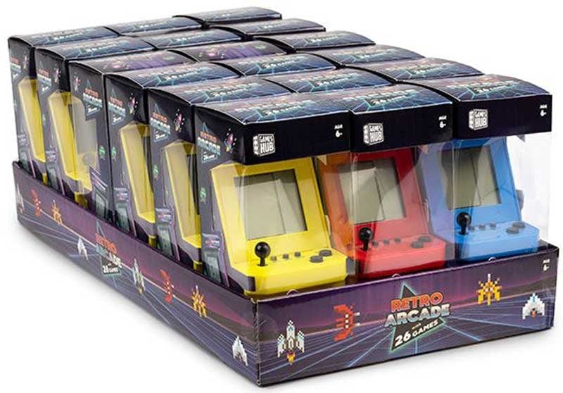Mini Videogioco Arcade Retro con 26 Giochi in Assortimento di Colori Mini Videogioco Arcade Retro con 26 Giochi in Assortimento di Colori