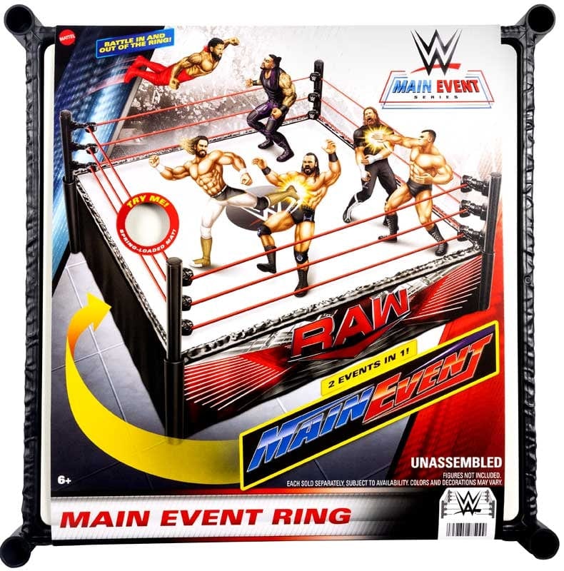 Action figure Mattel WWE Superstar Ring, playset con tappeto del ring molleggiato e corde elastiche Pro Tension 6+ anni - JDJ20 Mattel WWE Superstar Ring, playset con tappeto del ring molleggiato e corde elastiche Pro Tension 6+ anni - JDJ20