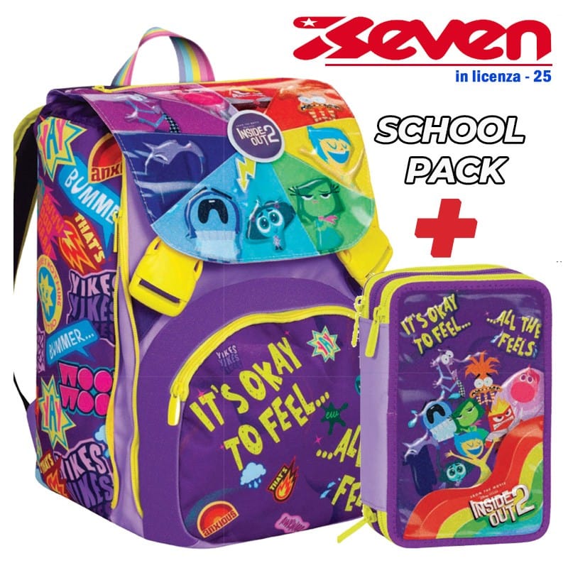 Zaini Zaino Scuola Inside Out 2 + Astuccio 3 Zip (Promo Pack 2025) - Seven Zaino Scuola Inside Out 2 + Astuccio 3 Zip (Promo Pack 2025) - Seven