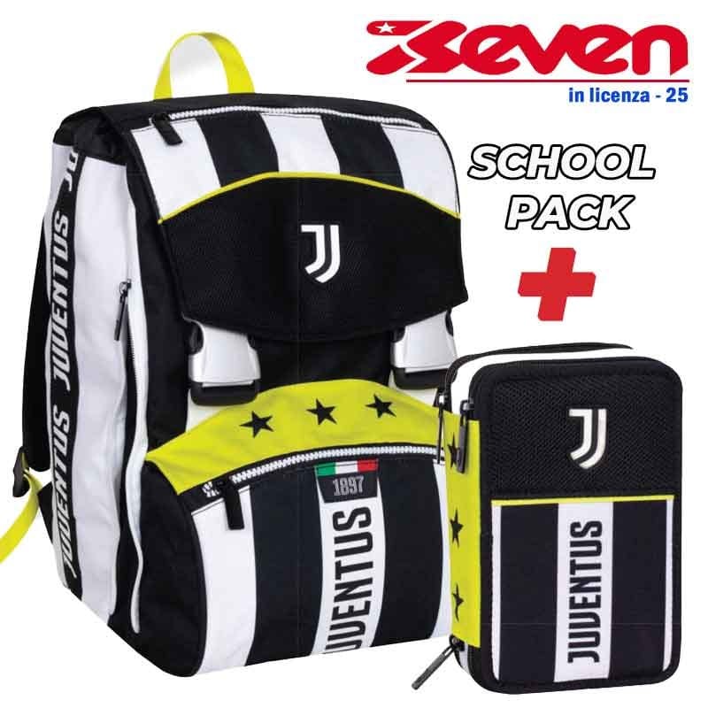 Zaini Zaino Scuola Juventus+ Astuccio 3 Zip (Promo Pack 2025) - Seven Zaino Scuola Juventus+ Astuccio 3 Zip (Promo Pack 2025) - Seven