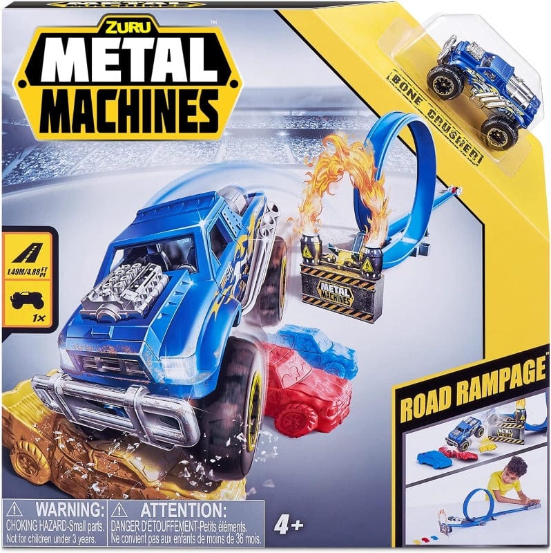 macchinine Metal Machines Pista looping Road Rampage, include 1 Auto in Metallo
