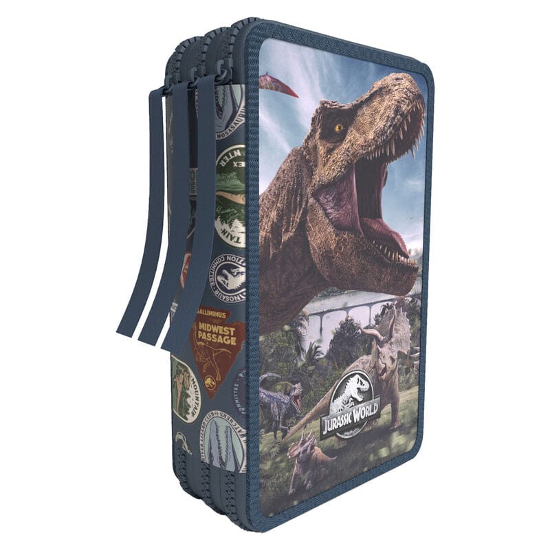 Zaini Astuccio 3 scomparti Jurassic World - Portacolori include 36 accessori