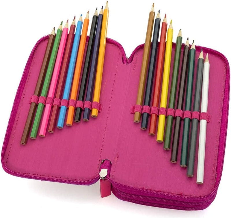 Astuccio Girabrilla Astuccio 3 Zip, Portacolori Scuola con Pailletes cambia Colore