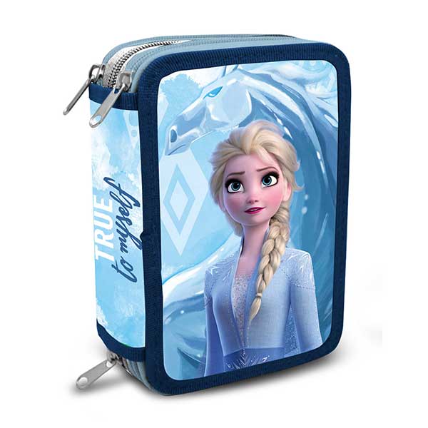 Astuccio Astuccio 3 Zip Frozen, Portacolori tre Scomparti Elsa Disney