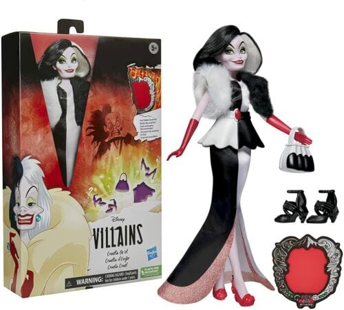 Bambole Disney Princess Villains, Bambola Crudelia De Mon con Accessori