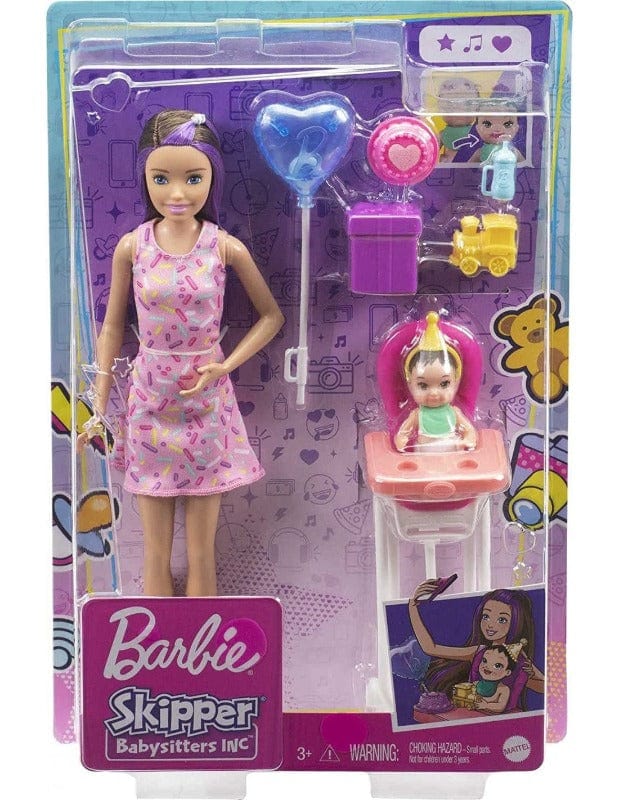Bambole Barbie Babysitter Skipper con seggiolone pappa e accessori