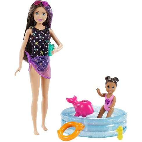 Bambole Barbie Babysitter Skipper con piscina