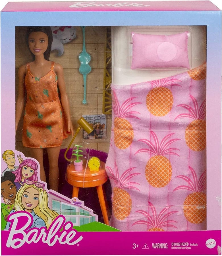 bambole Barbie Playset Camera da Letto, Bambola e Lettino GRG86