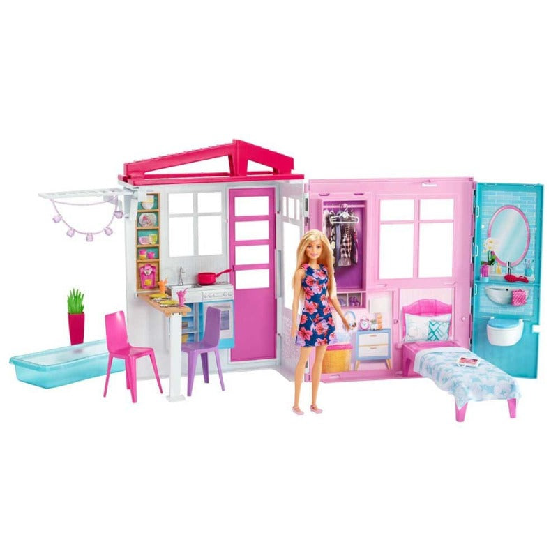 Barbie Casa portatile con Piscina e tanti Accessori, FXG54