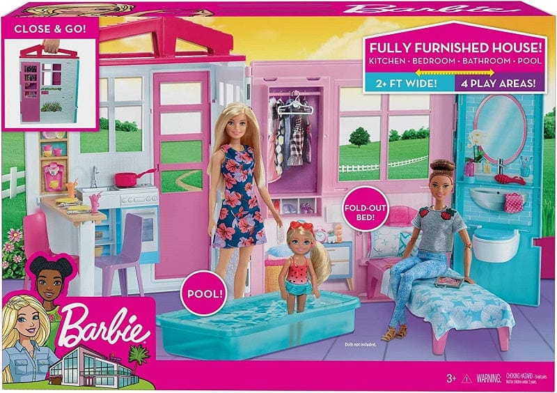 Barbie Barbie Casa portatile con Piscina e tanti Accessori, FXG54